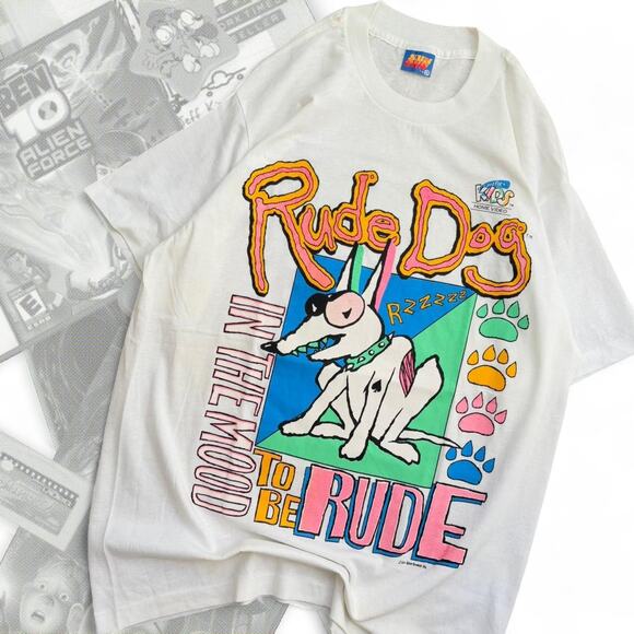 Rude Dog “in the mood to be rude” Graphic Tee - Picture 1 of 8